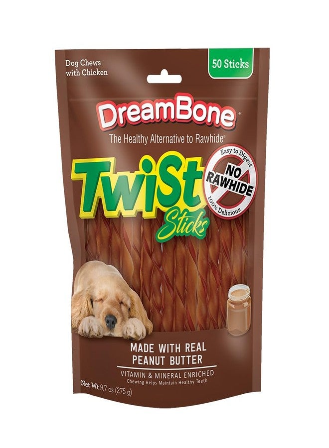 DreamBone Twist Sticks Chews for Dogs, 50 Count, Treat Your Dog to Easy-to-Digest Rawhide-Free Chews Made with Real Peanut Butter and Chicken - Image 1